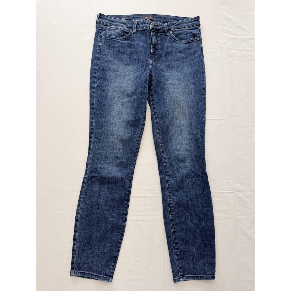 NYDJ Ami Skinny Jeans Womens 10 Blue Med Wash Mid Rise Stretch 34x29.5 Denim